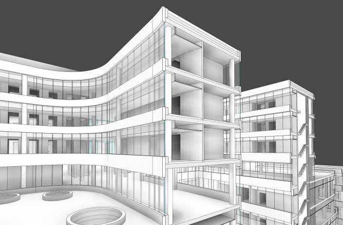 Kantonsspital Baden, BIM Betriebsvorgaben (OIA&LIA), 3D- / BIM- Modellierung aus Pläne, Technischer (REVIT) Support
