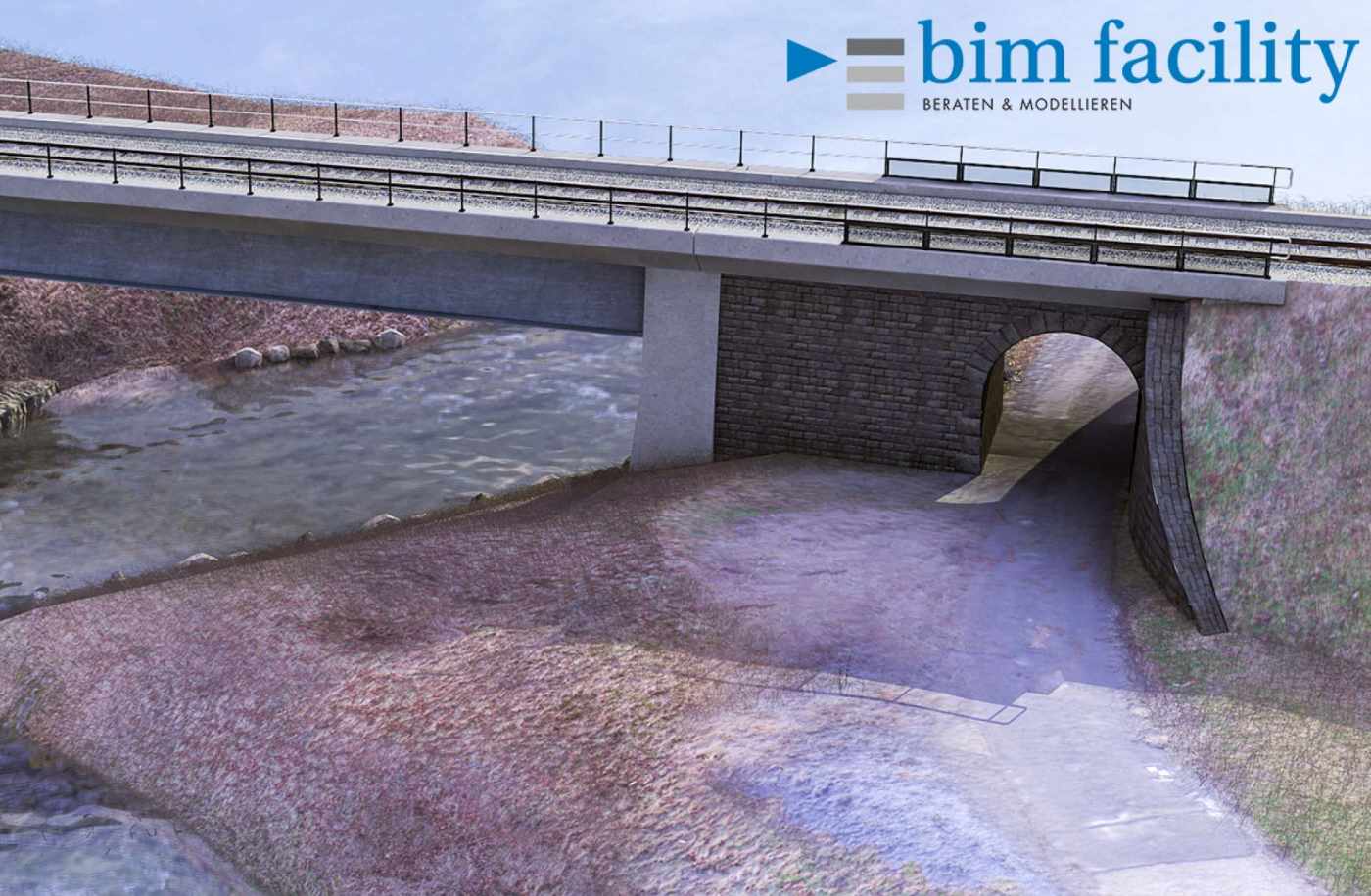 3D-Modell Bressonanz Brücke, 3D Laserscan, 3D- / BIM- Modellierung aus Punktwolke, Visualisierung