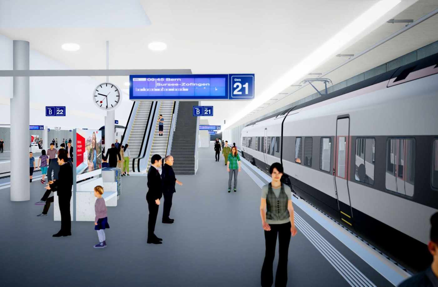 Durchgangsbahnhof Luzern, Field2BIM, 3D- / BIM- Modellierung aus Pläne, RealTime Präsentation, Visualisierung, Animation